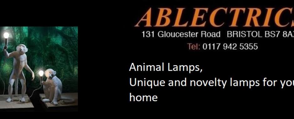 animal lamps, novelty lamps, man cave, games room, nursery lights, monkey lamps, wall lights, table lamps, floor lamps