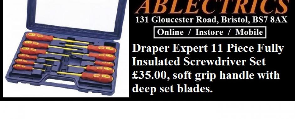 draper screwdrivers, insulated screwdrivers, draper expert, draper tools, electricains tools, electricians screwdriver