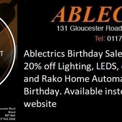 discounted lighting, lighting sale, birthday sale, 20% off lighting, ablectrics sale, ablectrics disount lighting